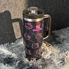 30oz Black Sparkle Pink Kitty Tumbler