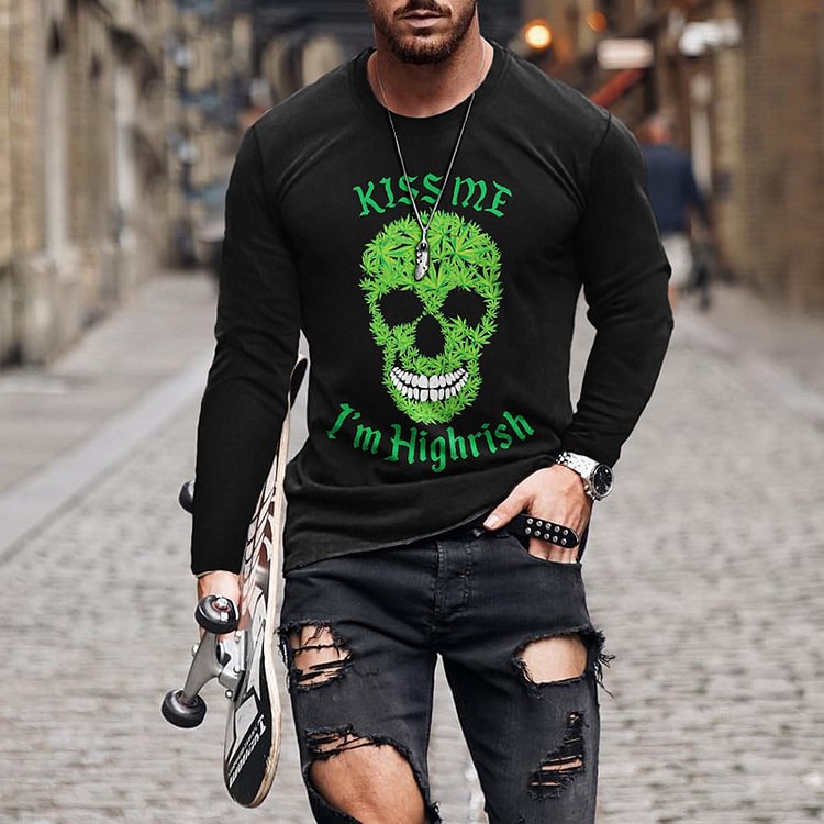 BrosWear St Patrice's Day Men's Casual Long Sleeve T-Shirt