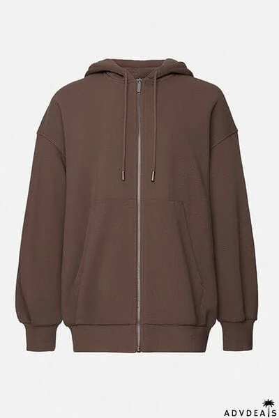 Zip Up Drawstring Hoodie and Pants Set