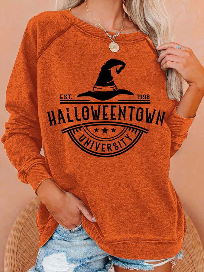 Retro Halloween Long Sleeve Printed Sweatshirt