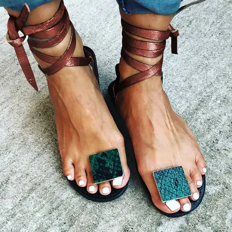 2020 Summer Women Ankle Strap Sandals Flat Clip Toe Leopard Beach Ladies Fashion Casual Comfort Female Shoes Plus Size