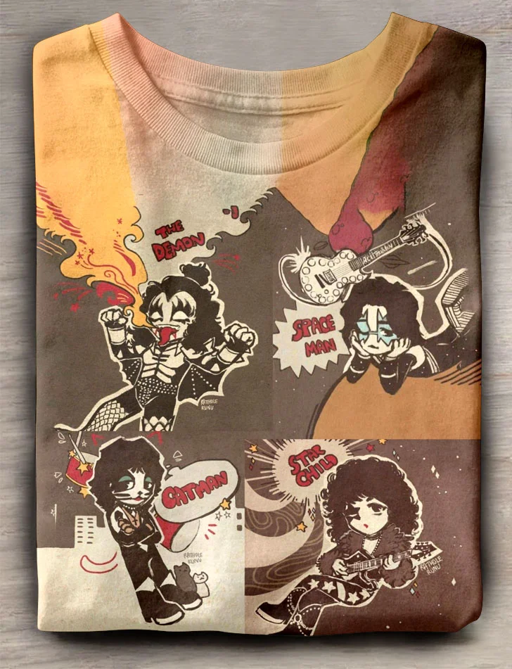 Teecade Teecade Kiss Comic Cute Art Print T-shirt