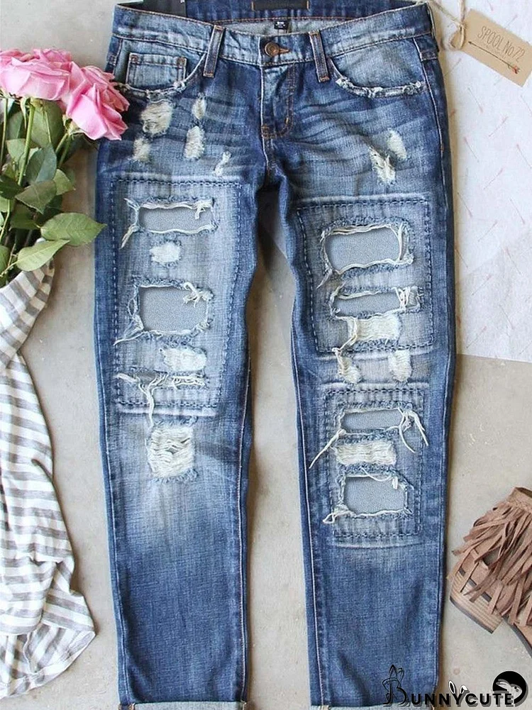 Women Bottoms Jeans Hollow