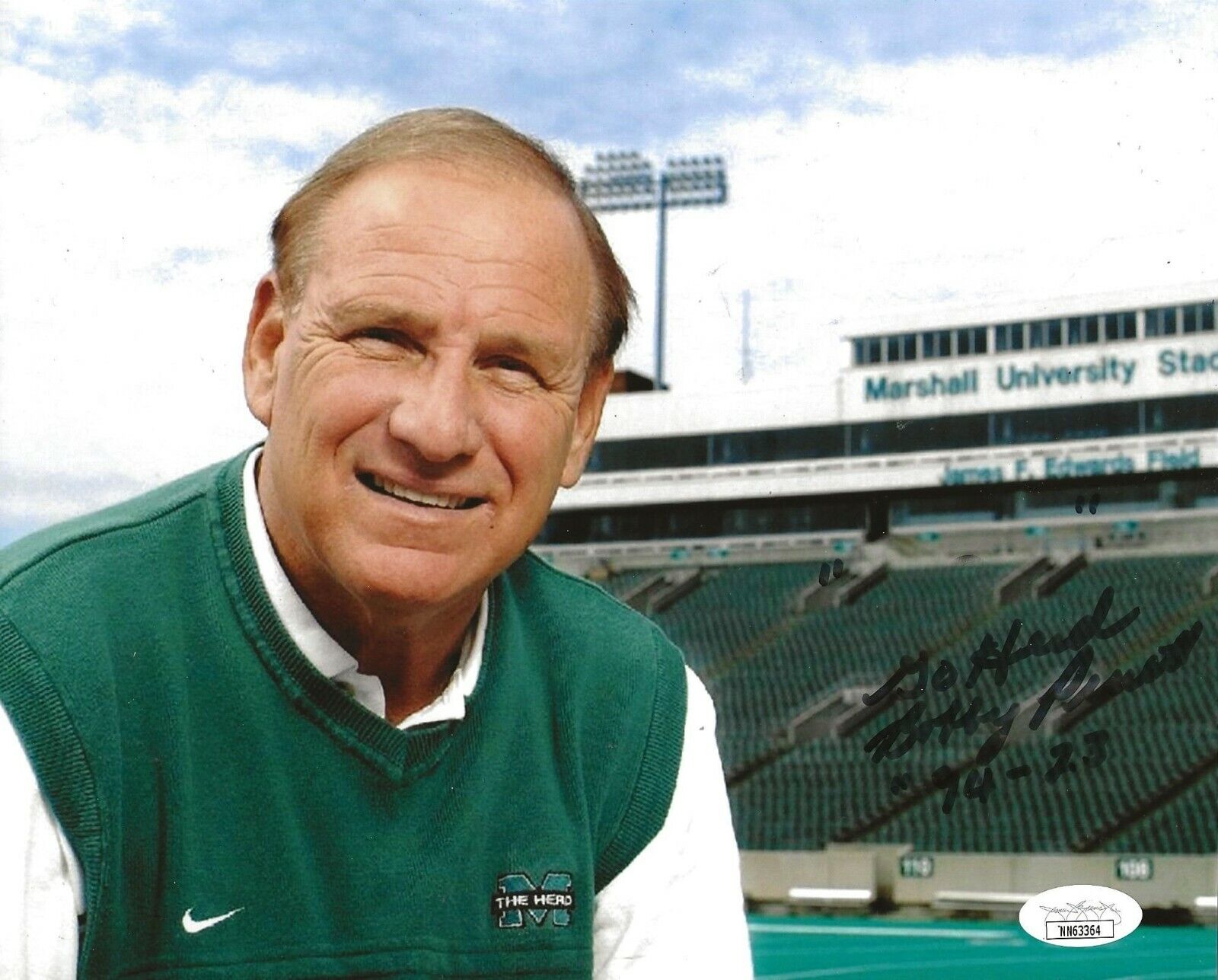 Bob Pruett signed Marshall Thundering Herd 8x10 Photo Poster painting autographed 4 JSA