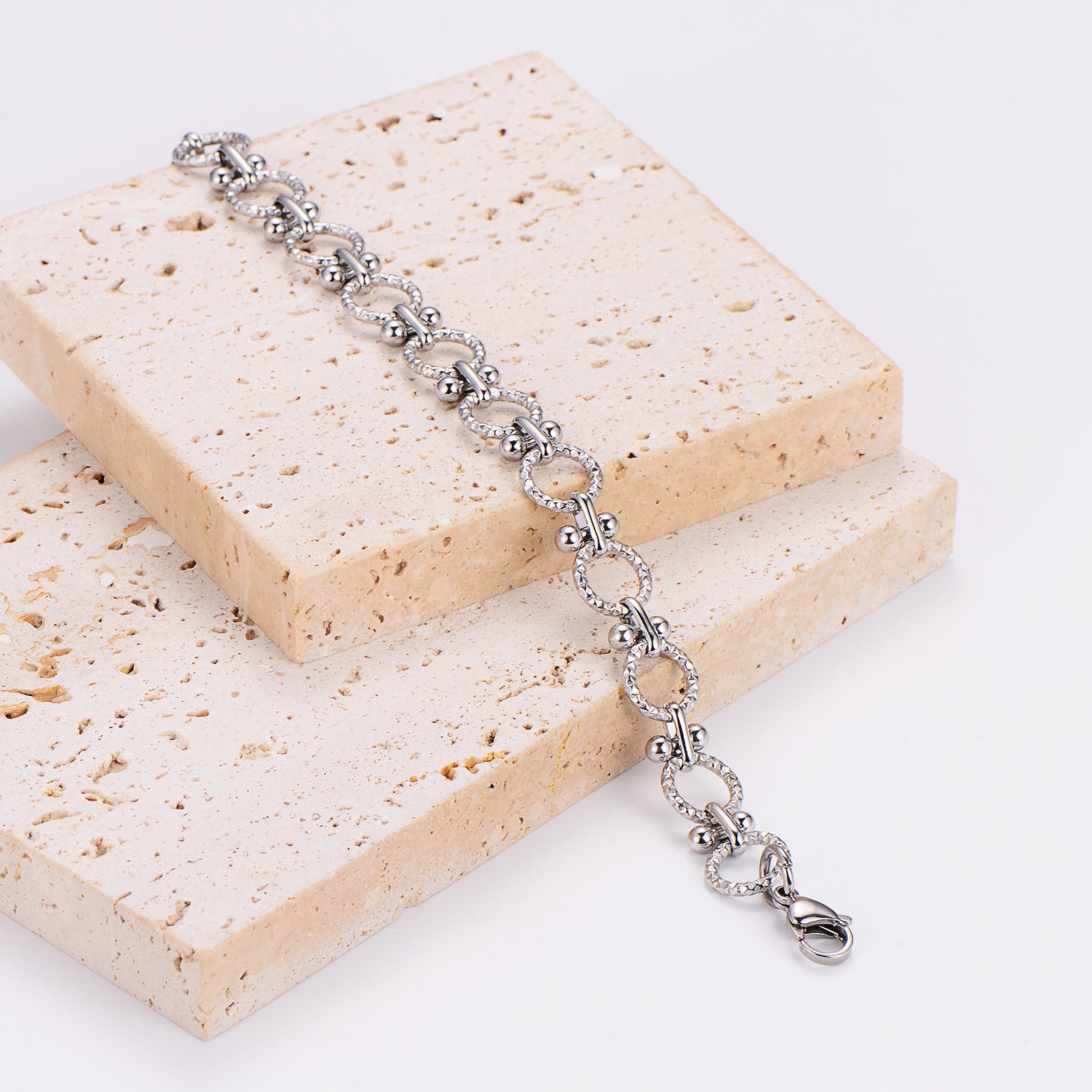 Aml Punk Stainless Steel O-Dot Handmade Chain Bracelet Men