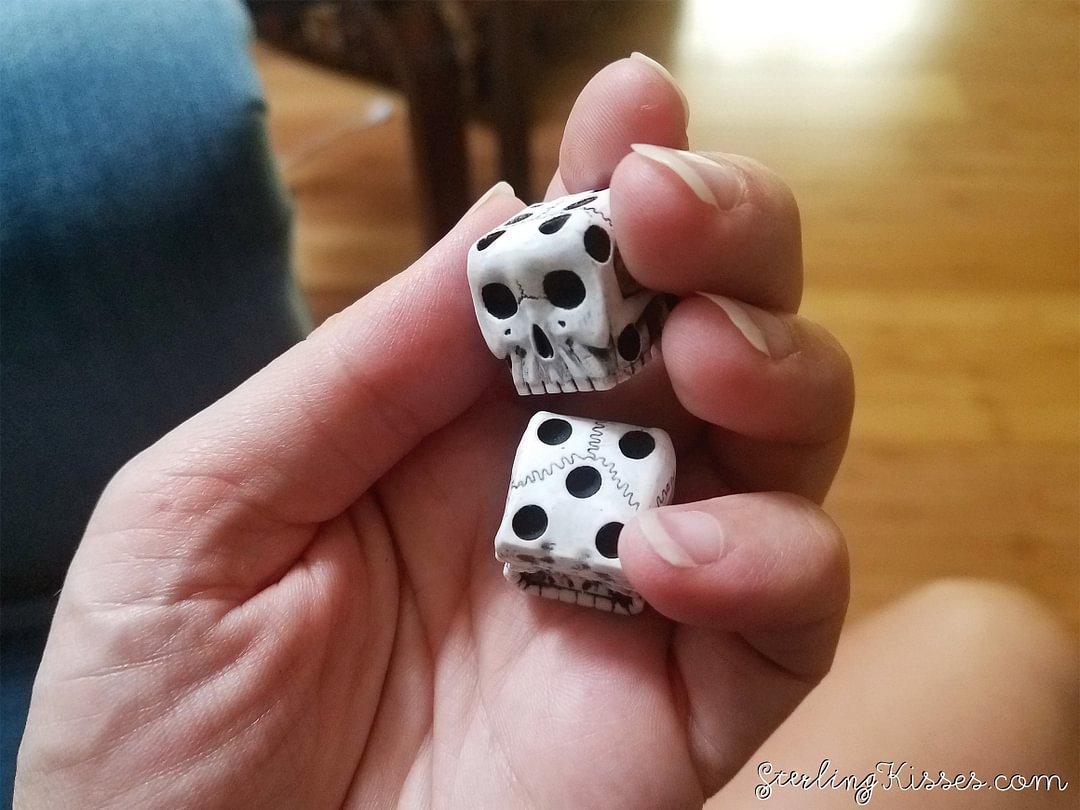 Skull Dice Pair 6 Sided D6 DnD Bone Unique Custom D&D Gamer RPG