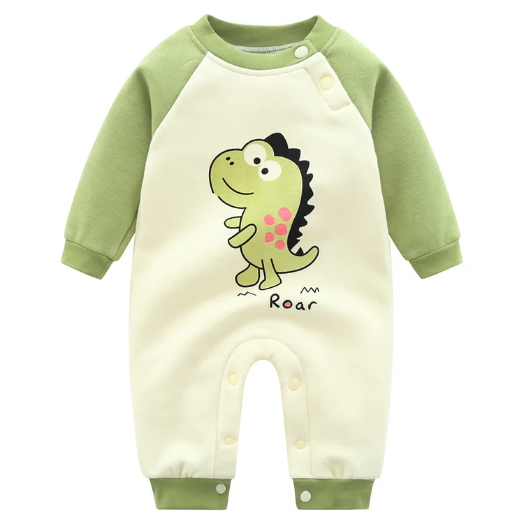 Baby Fleece Long Sleeve Dinosaur Romper