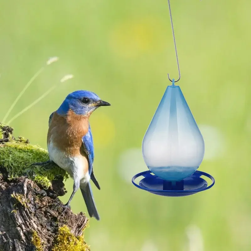 Wild Bird Hanging Water Feeders Water Droplet Shaped Bird Waterer Creative Automatic Feeding Tool with Hook Outdoor Garden Decor