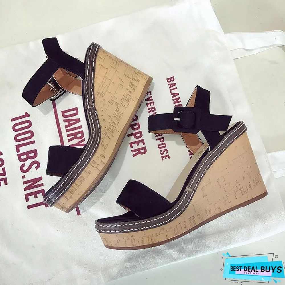 Women Summer Platform Sandals Fish Mouth High Heels Wedge Sandal Shoes
