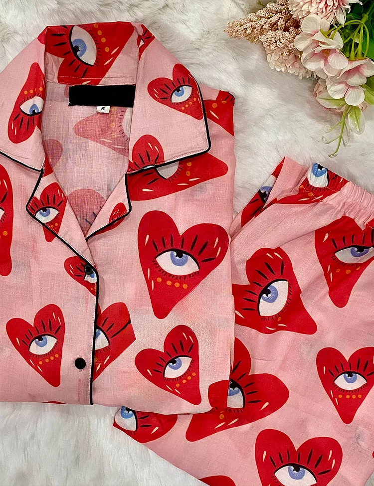 Women's Eye Heart You Long Sleeve Pajama Set
