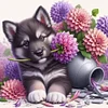 Diamond Painting -DIY Full Square Drill Cute Dog Holding Flowers(35*35CM)