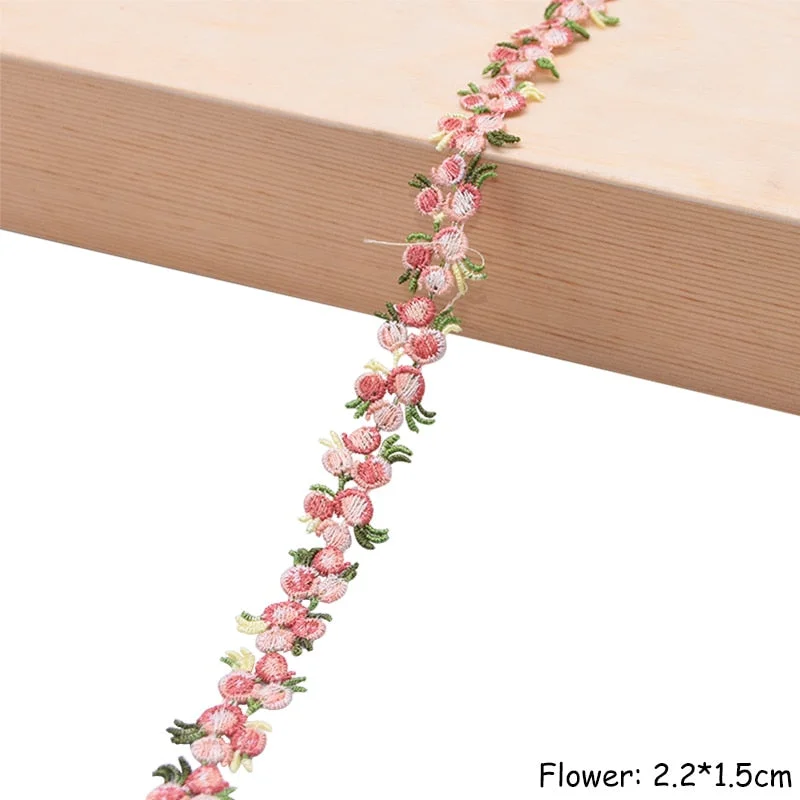 2Yards Flower Embroidered Lace Trim Ribbons Fabric Trim DIY Sewing Handmade Craft Materials Clothes Accessories Home Decoration