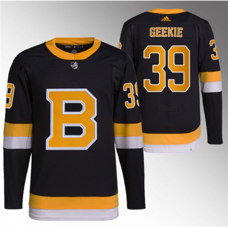 Men's Boston Bruins #39 Morgan Geekie Black Home  Stitched Jersey