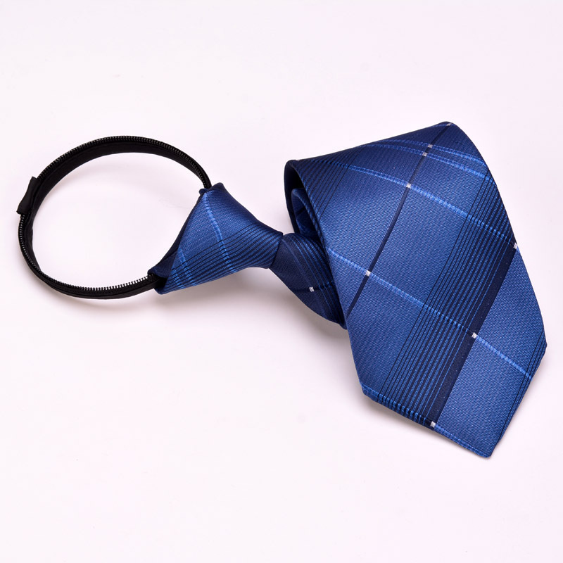 Premium Blue Plaid Jacquard Zip Tie