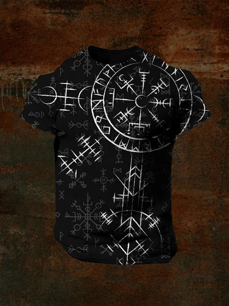 Men's Viking Compass Vegvisir Round Neck T Shirt