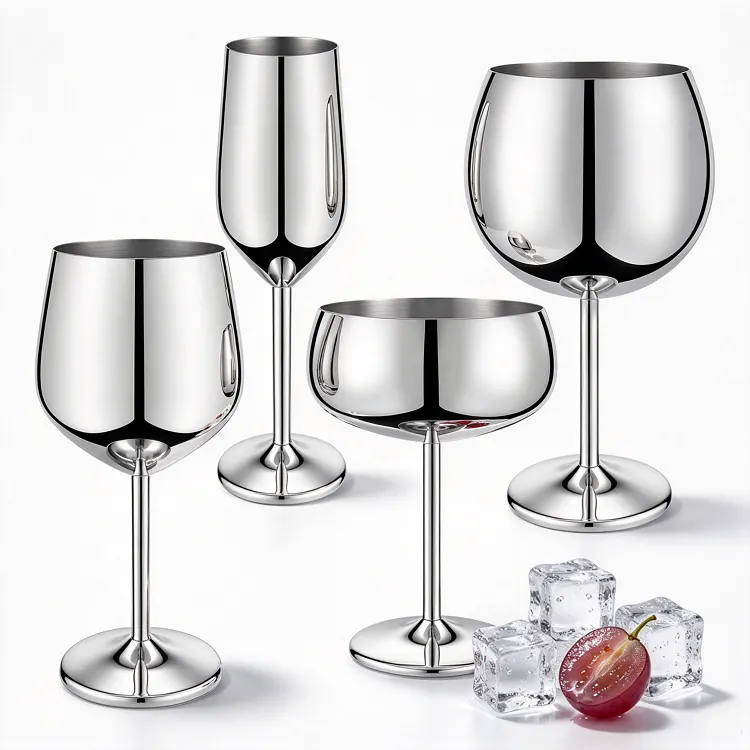 4-Piece Mixed-Shape Stainless Steel Stemware Set