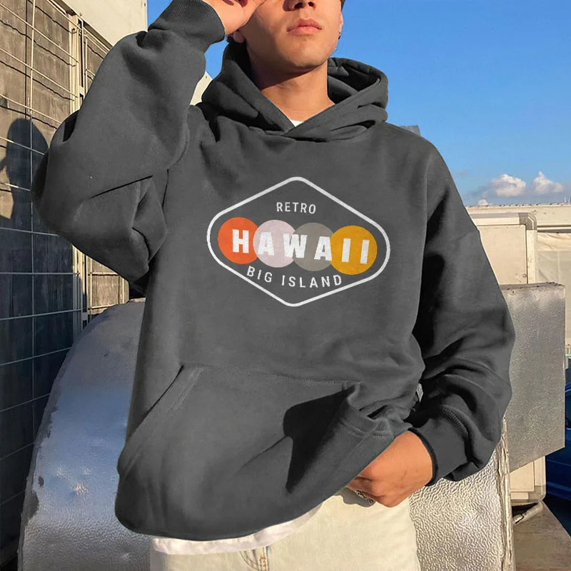 Retro Hawaii Big Island Printed Men Casual Printed Hoodie