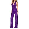 Women's Sequin Sleeveless Halter Slim Jumpsuit