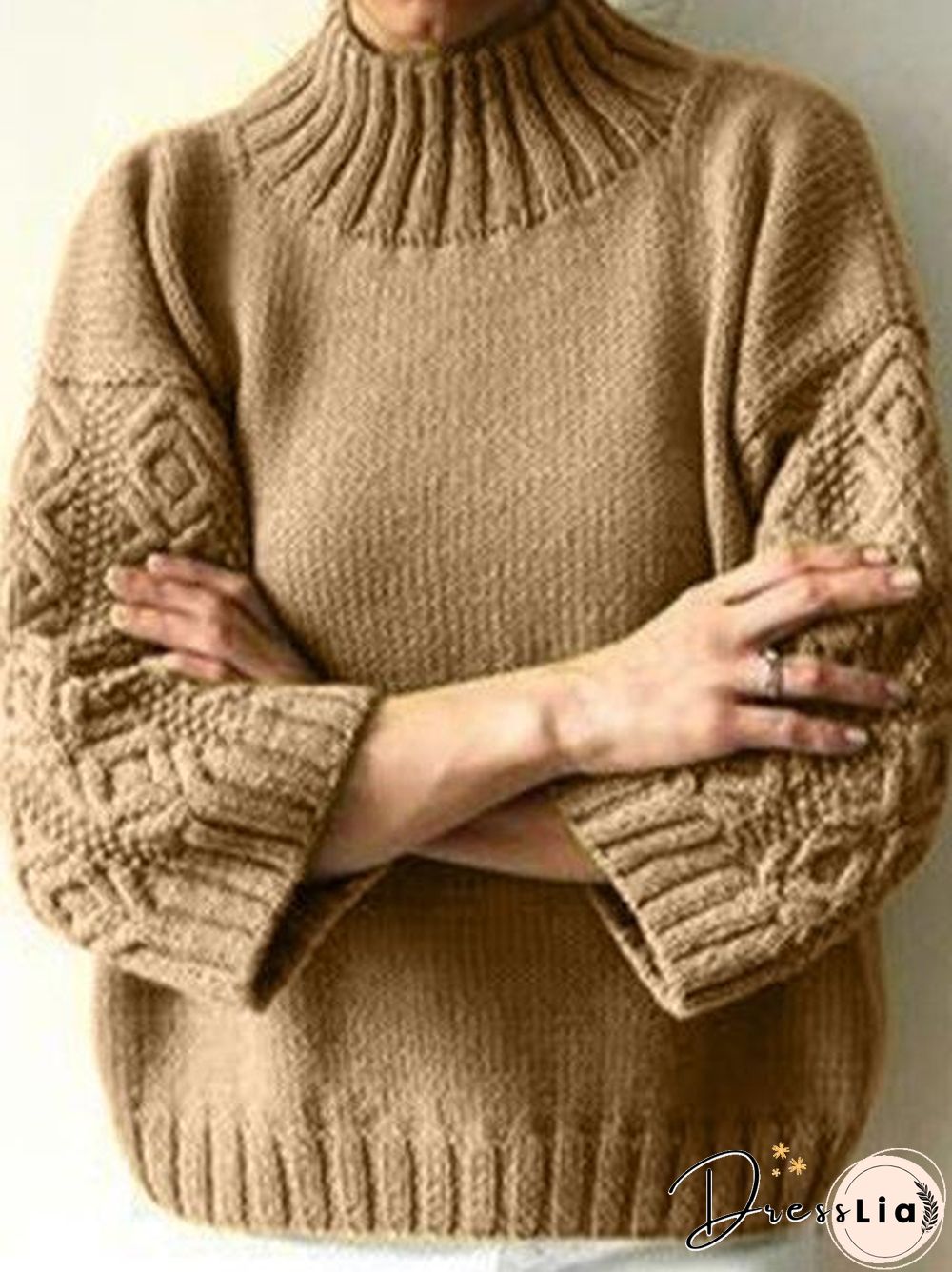 Plus Size Plain Long Sleeve Casual Sweater