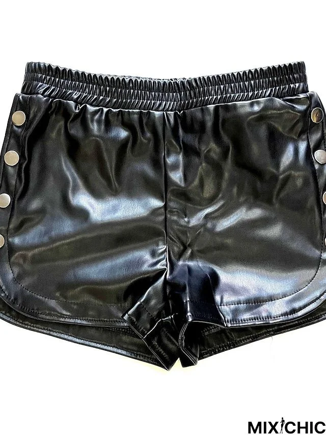 Women's Leather Pants Shorts Black Shorts Casual Daily Short Outdoor Solid Colored S M L XL 2XL