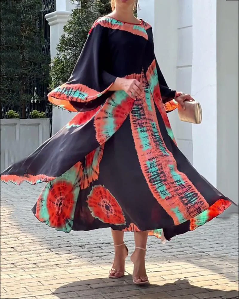 Crewneck Print Loose Dress