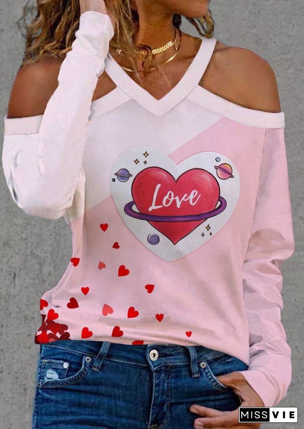 Red Chenked And Heart Printed Shirt