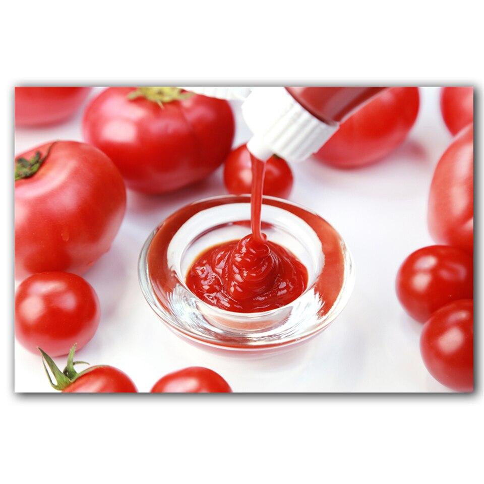 Ketchup Just Sauce Canvas Art Posters and Prints Wall Art Canvas Painting Picture Fresh Tomato Kitchen Room Art Wall Decoration