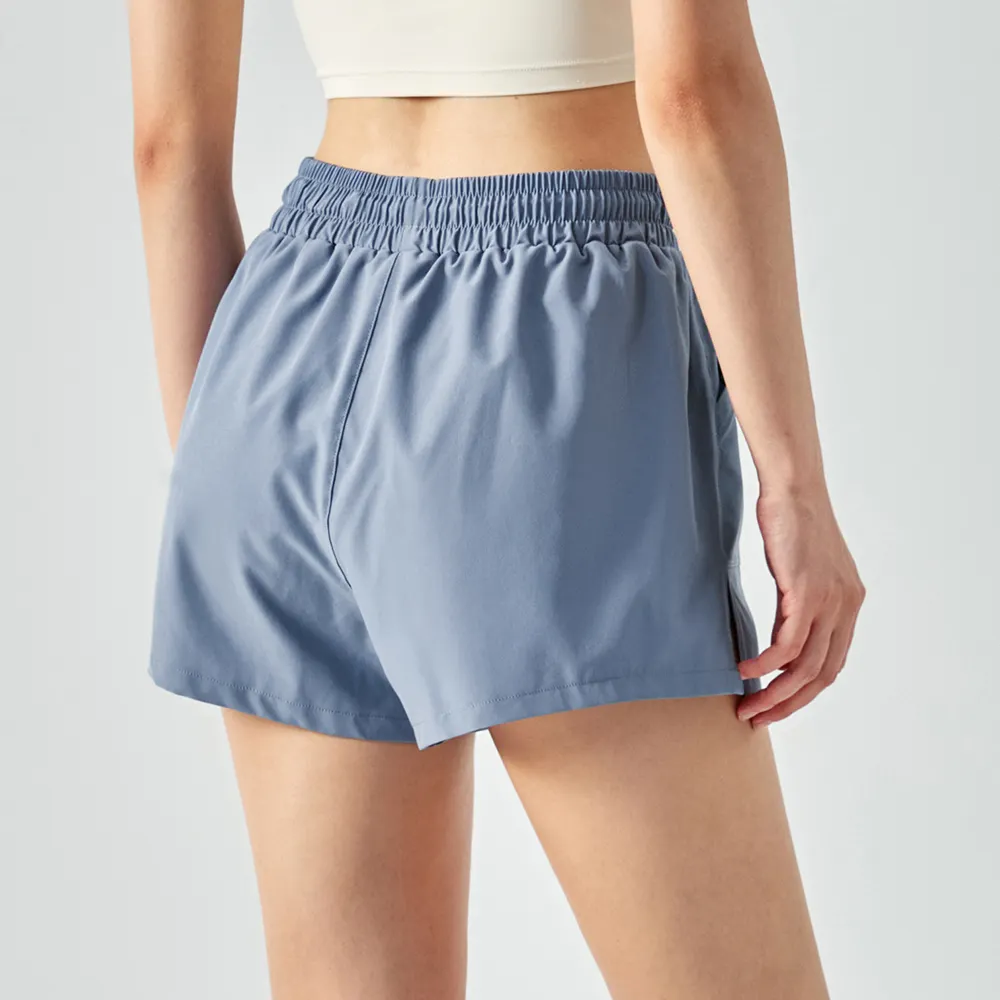 Buy Healing Blue 2 in 1 quick dry side slit everyday & basketball sports shorts for women of high quality on Hergymclothing