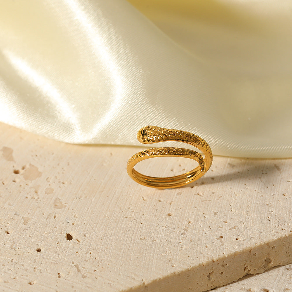 Women IG Style Snake Geometric Stainless Steel Electroplating Rings