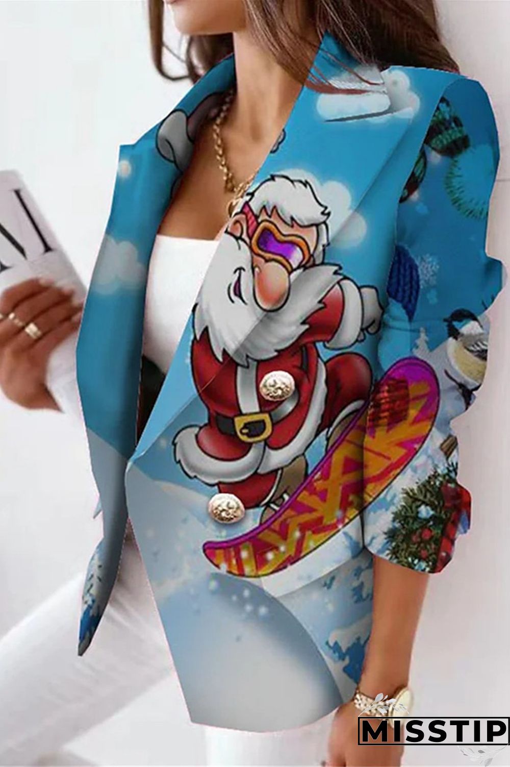 Black Red Casual Print Cardigan Turn-back Collar Outerwear