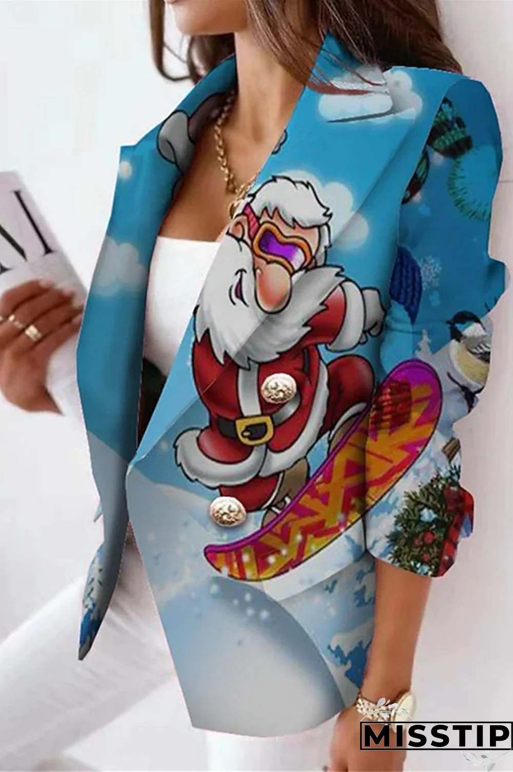 Black Red Casual Print Cardigan Turn-back Collar Outerwear