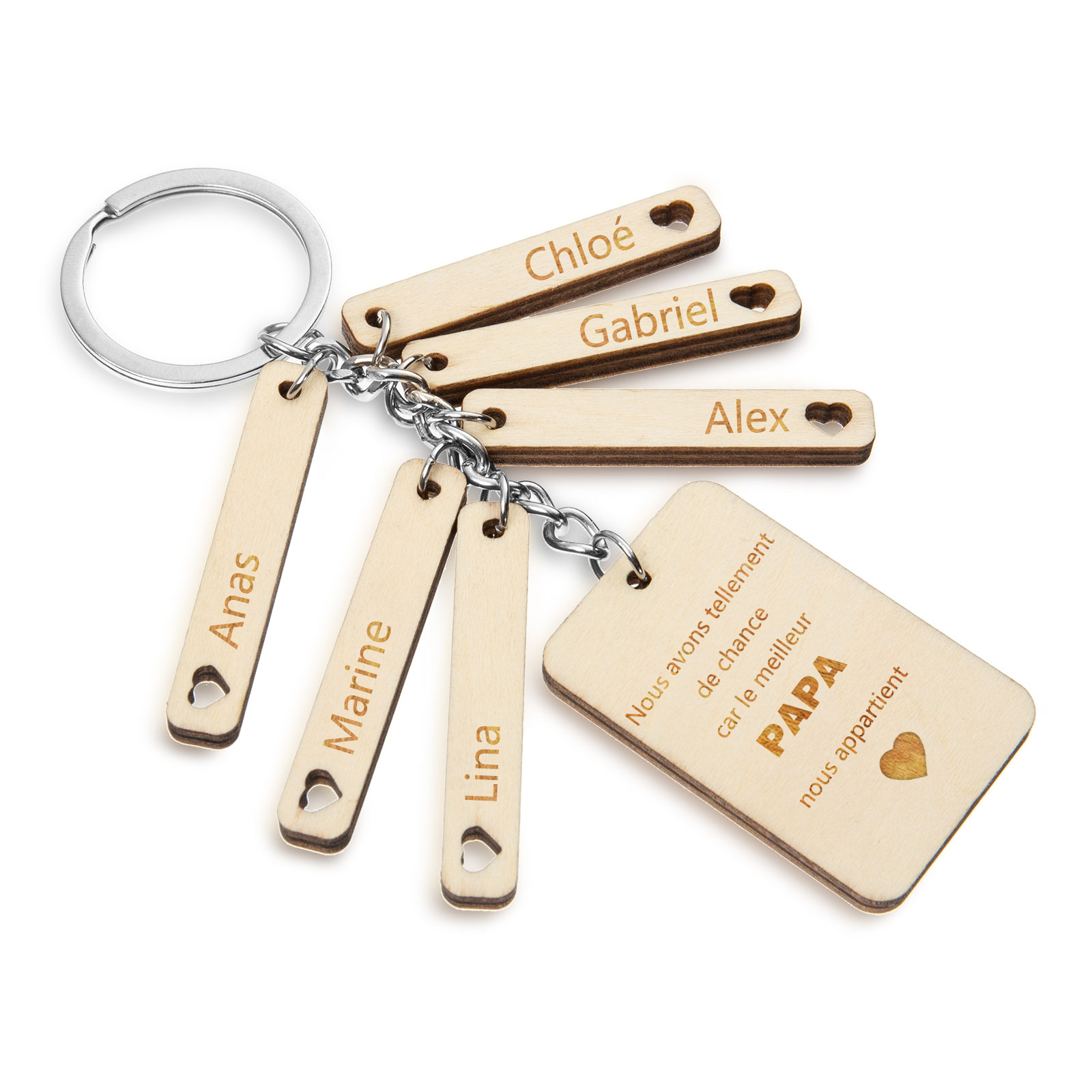 Porte-clés En Bois Gravé Personnalisé - Cadeau Original Pour Collègue, Ami, Famille, Idéal Noël Ou Anniversaire