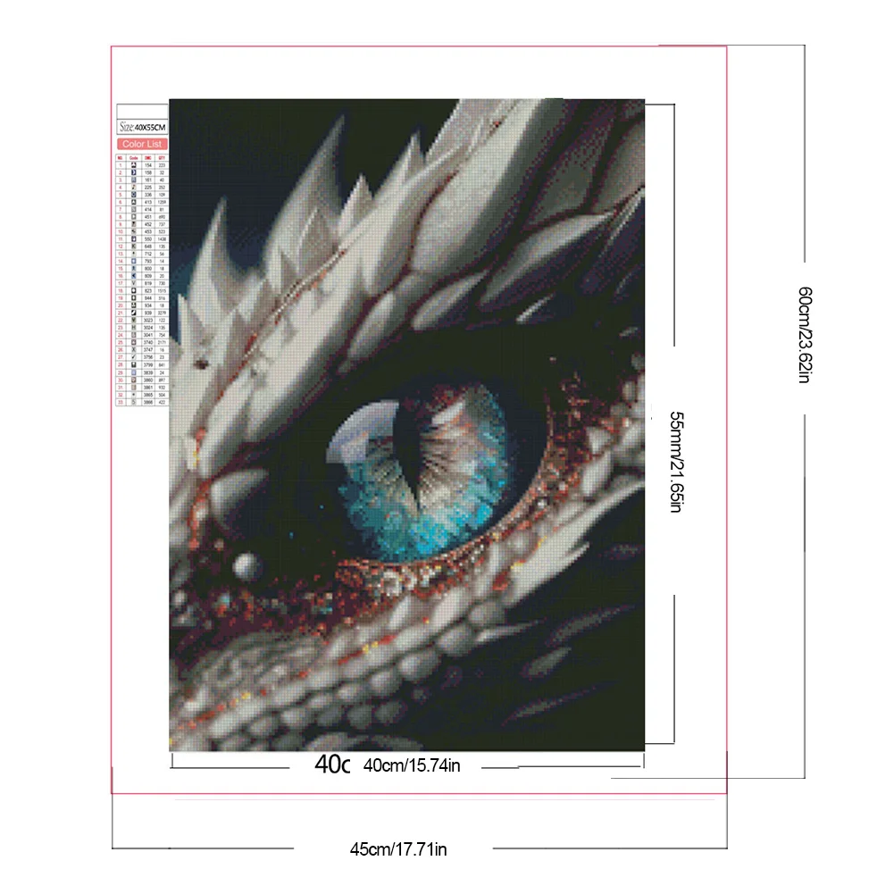 5D DIY Full Round Drill Partial AB Diamond Painting Gragon Eye Decor 45x60cm