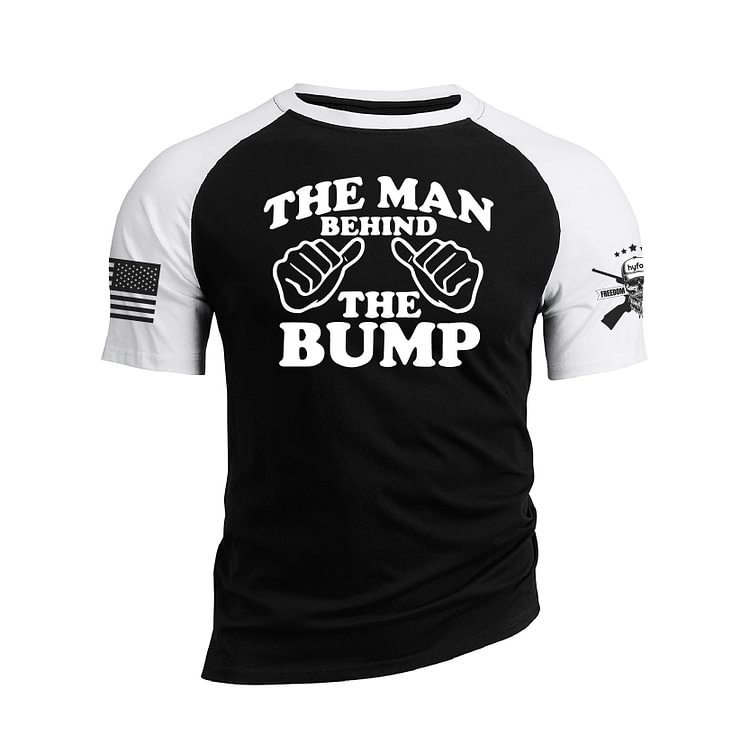 THE MAN BEHIND THE BUMP RAGLAN GRAPHIC TEE