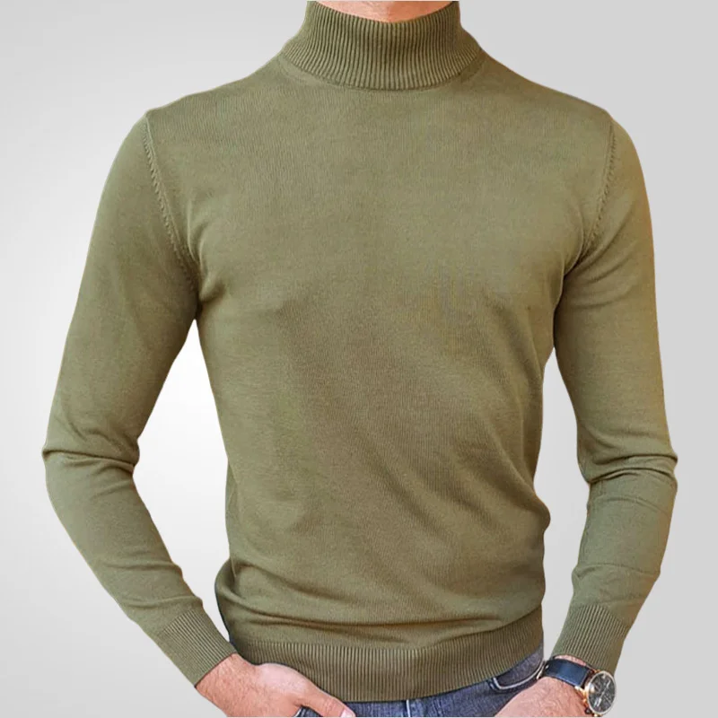 Uveng Uveng Men's Spring And Autumn Thin High-Necked Knitted T-Shirt Long-Sleeved Slim Sweater SY0145