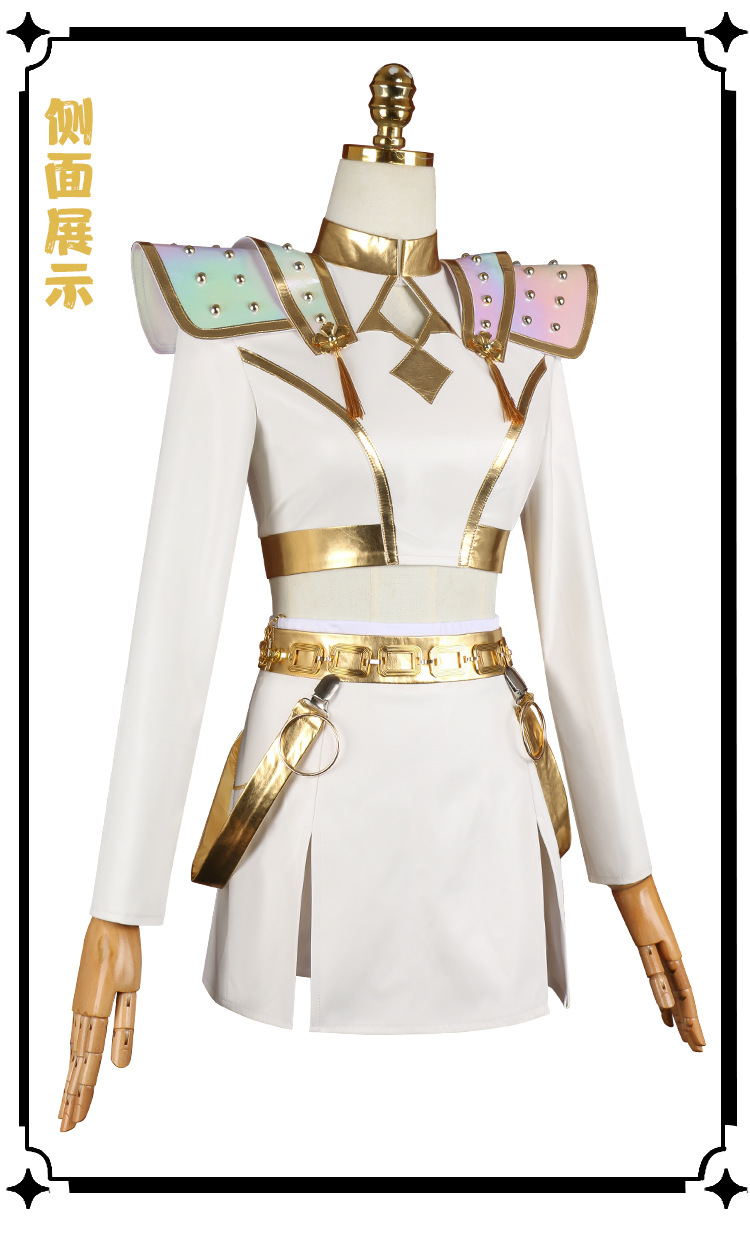 Tegooe Huntrix Zoey Cosplay Costume Wig for Women - Demon Hunter Uniform - BlackWhite Golden - S-3XL