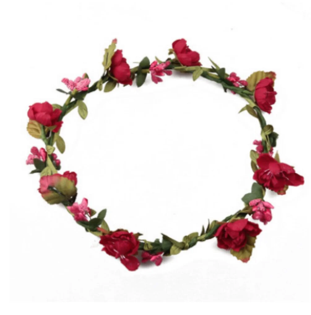 Artificial Flowers Wreaths for Wedding Party Holiday Girl Crown Floral Rose Flower Headband Headband Wedding Hair Garland Floral