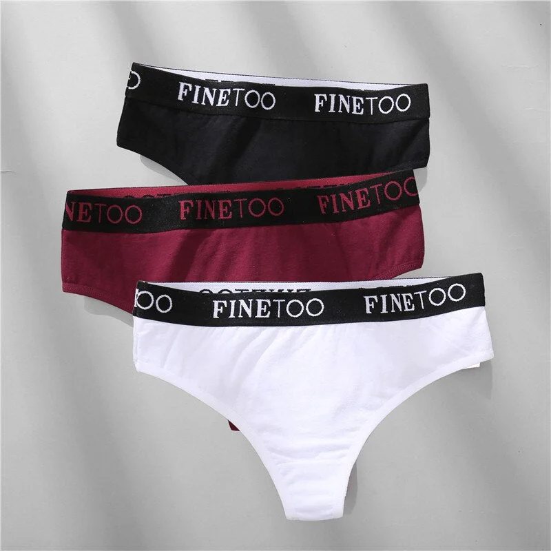 FINETOO 2/3PCS Cotton Sexy Underwear G-string Women M-XL Panties Fashion Letter Waist Femme 2021 Underpant For Woman Thong Girls