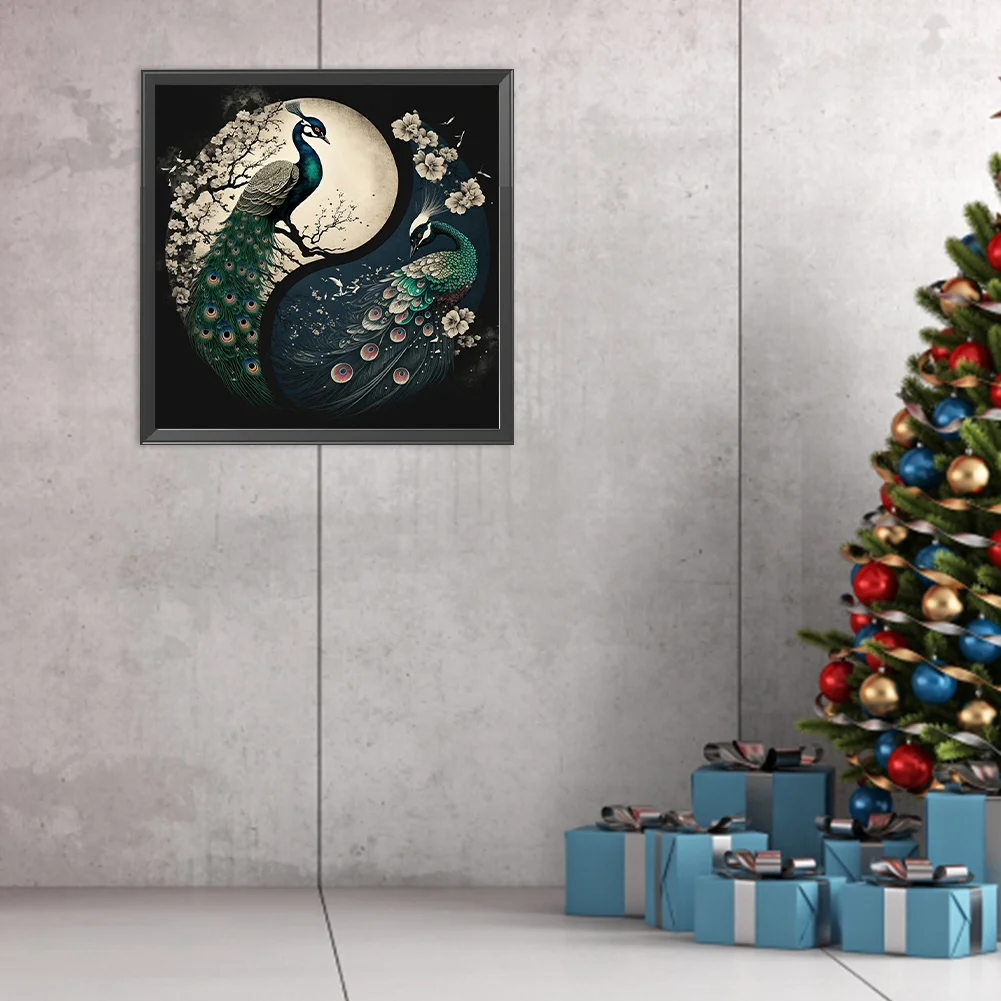 DIY Paint By Number 40*40cm - Yin Yang Peacock