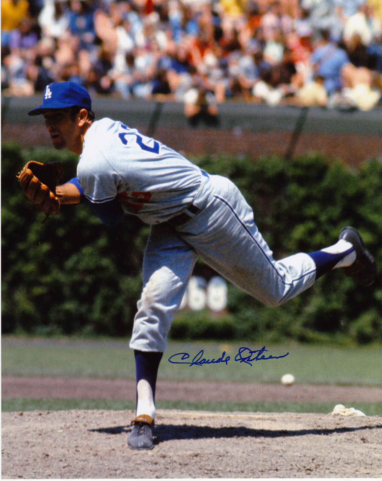 CLAUDE OSTEEN LOS ANGELES DODGERS ACTION SIGNED 8x10