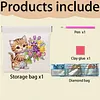 Diamond Painting Cat and Flower PU Storage Bag Coin Purse