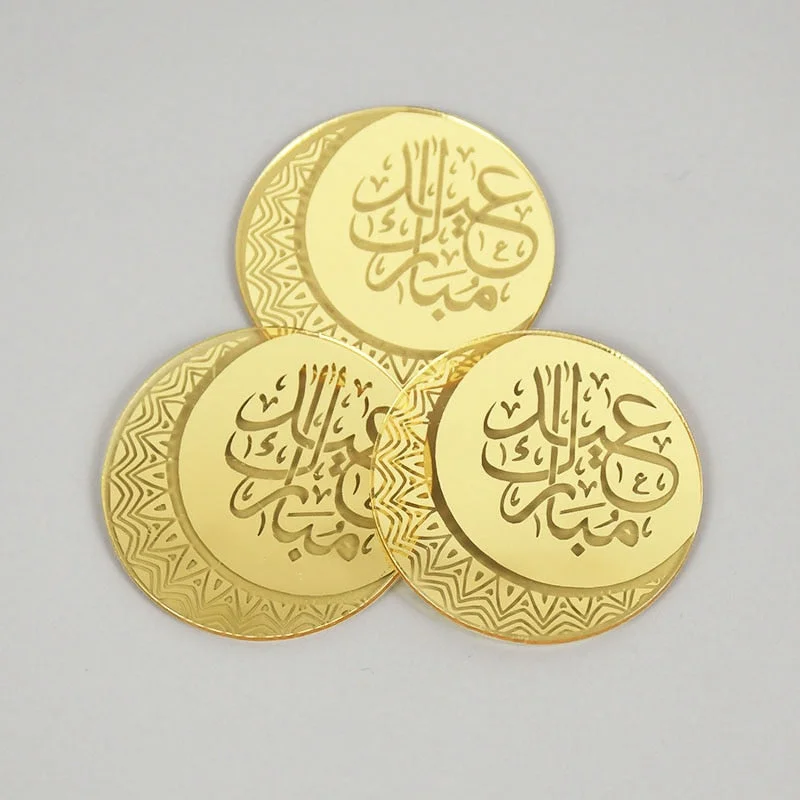 5/10pcs Eid Mubarak Acrylic Cupcake Topper Gold Ramadan Kareem Cake Topper Islamic Muslim Festival Party Cake DIY Decorations