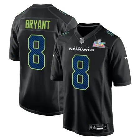 Men's Seattle Seahawks #8 Coby Bryant Black Super Bowl LX Patch Carbon Fashion Game Jersey