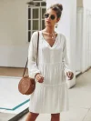 Long-sleeved Strappy Loose Dress White Dresses