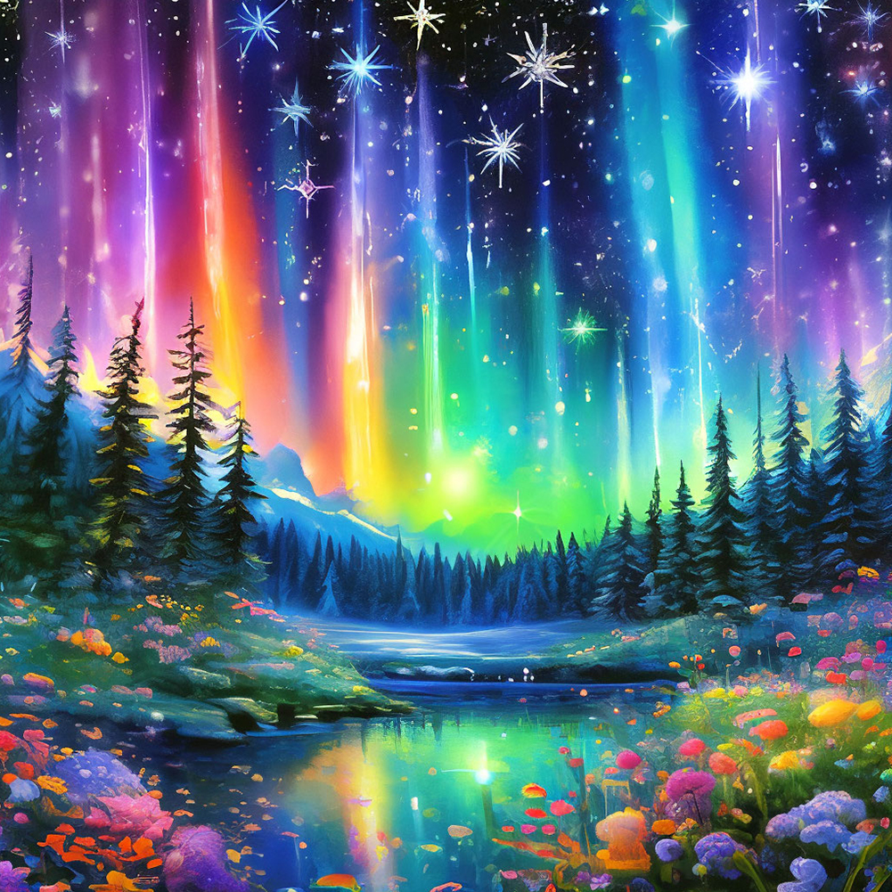 Aurora Forest 30*30cm(canvas) full round drill diamond painting