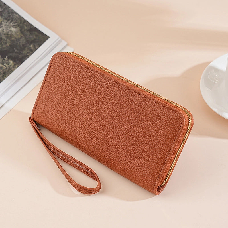 Women’s Solid Color Pu Leather Zipper Wallets