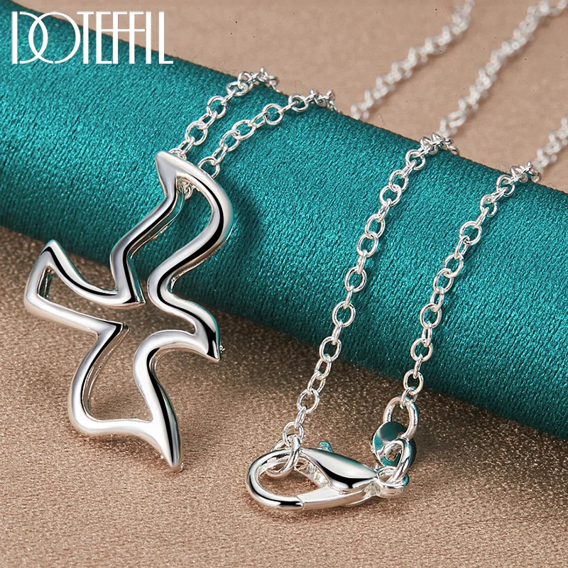 DOTEFFIL 925 Sterling Silver 16-30 Inch Chain Bird Pigeon Pendant Necklac For Woman Jewelry