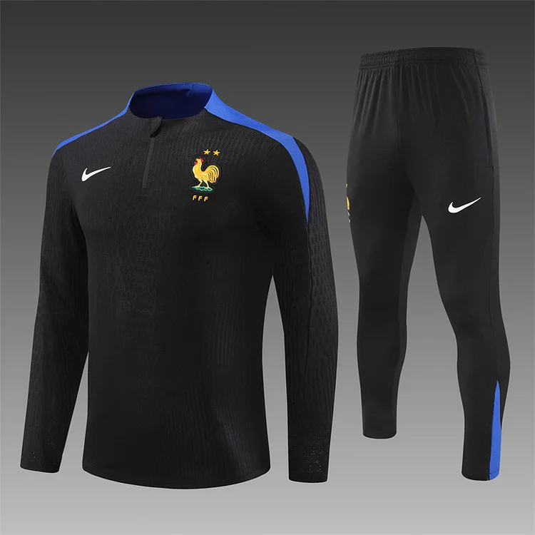 2024-25 France black half-zip training suit