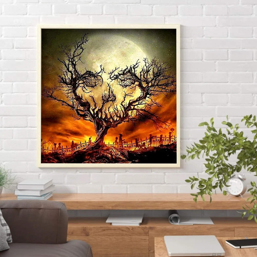 11CT Full Stamped Cross Stitch - Halloween Skeleton Head(Canvas|40*40CM)