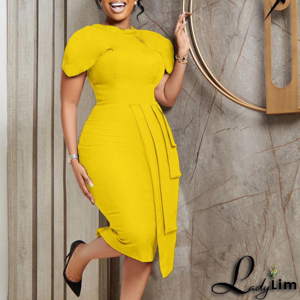 Ladies Africa Summer Elegant Short Sleeve Bodycon Dress